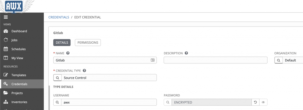 Creating a GitLab credential in AWX