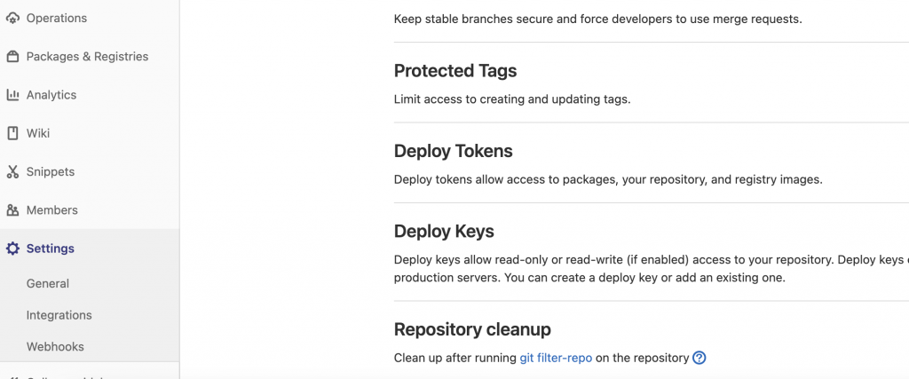 Creating a deploy token in GitLab