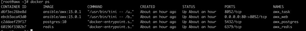 AWX containers running via docker ps