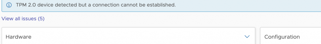TPM error message in the ESXi GUI